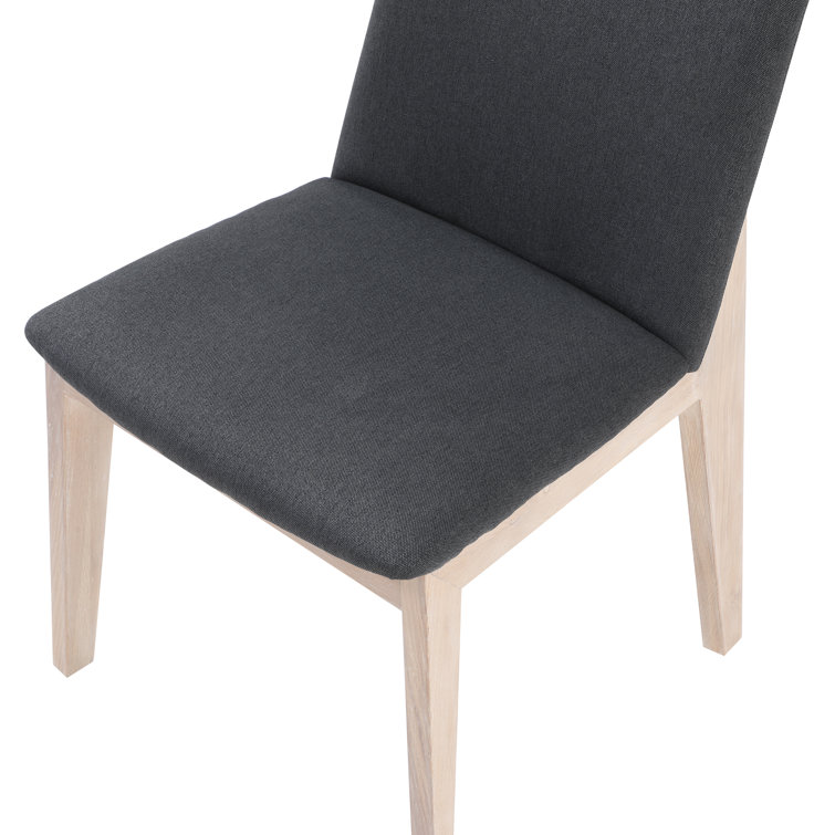 Natural Wood Dark Gray Upholstered Side Chair Set