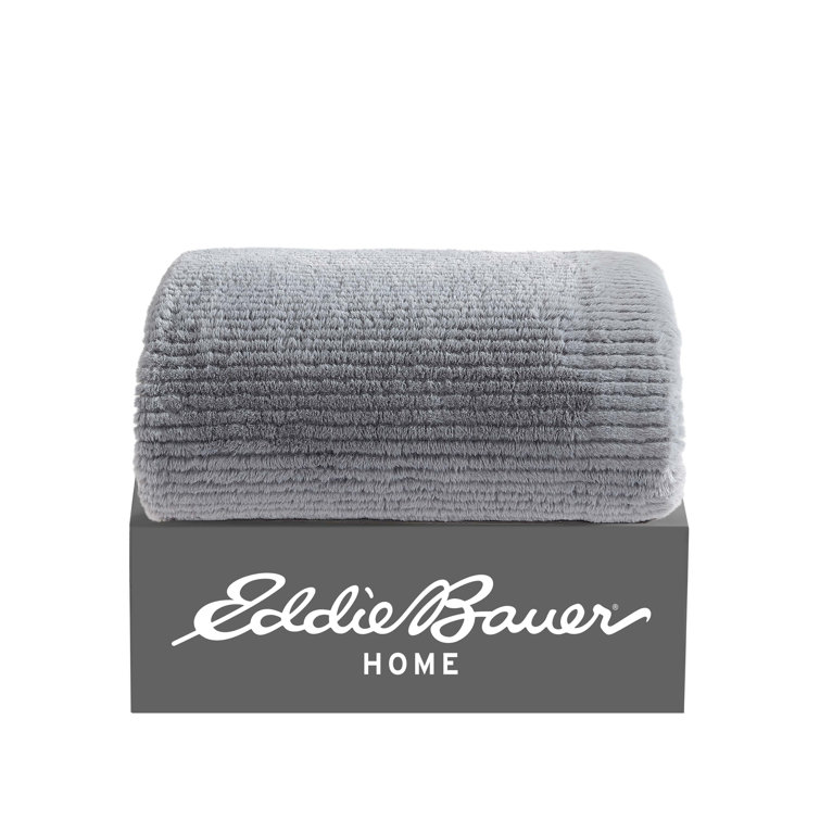 Gray Ribbed Reversible Fleece Sherpa Throw Blanket