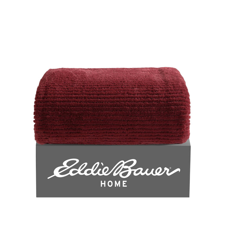 Cozy Ribbed Sherpa Fleece Throw Blanket - Reversible and Packable