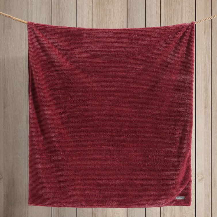 Cozy Ribbed Sherpa Fleece Throw Blanket - Reversible and Packable
