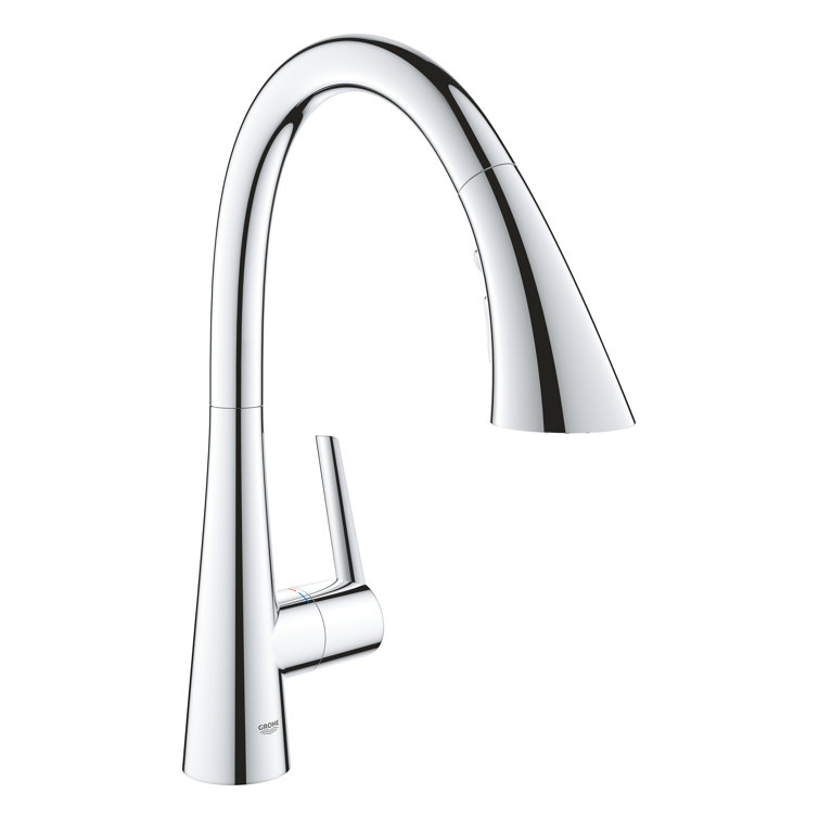 Chrome Single-Handle Pull-Down Kitchen Faucet with Triple Spray