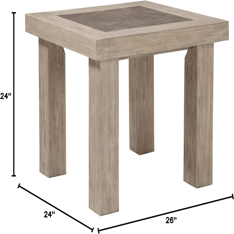Hennington Contemporary Beige Pine Wood Rectangular End Table