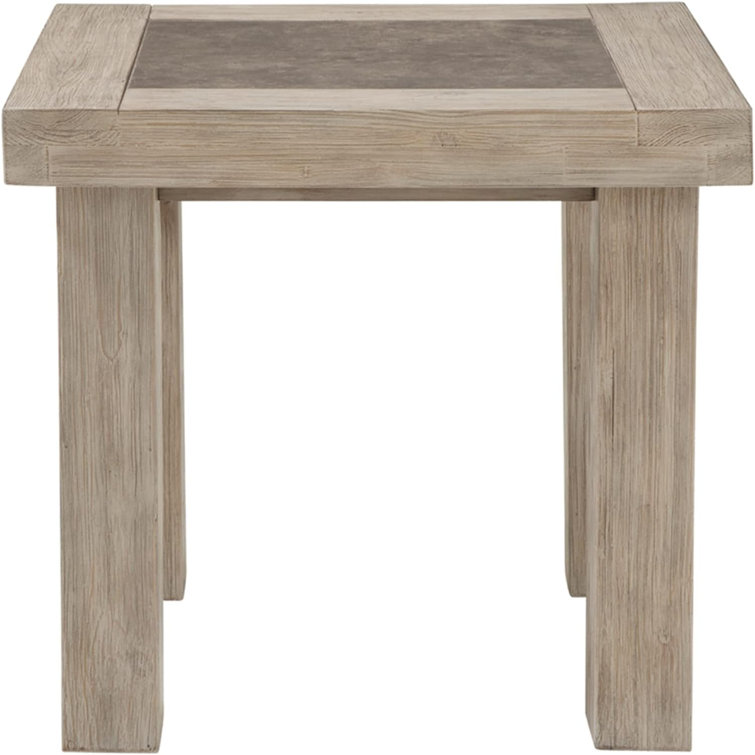 Hennington Contemporary Beige Pine Wood Rectangular End Table