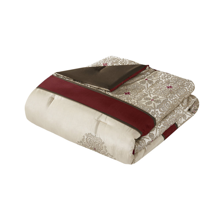 California King Red Jacquard 7-Piece Comforter Set