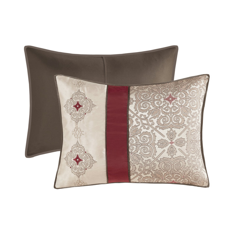 California King Red Jacquard 7-Piece Comforter Set