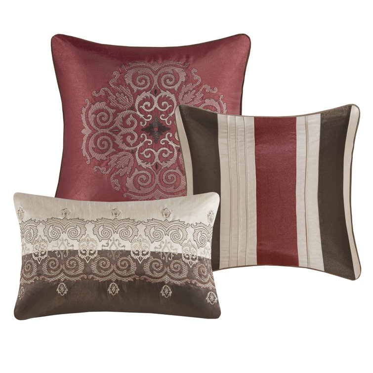 California King Red Jacquard 7-Piece Comforter Set