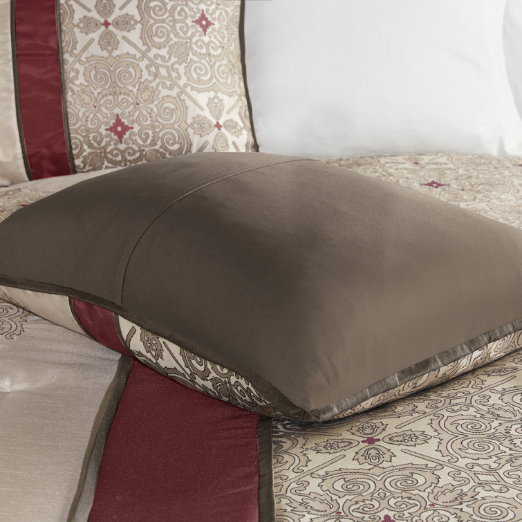 California King Red Jacquard 7-Piece Comforter Set