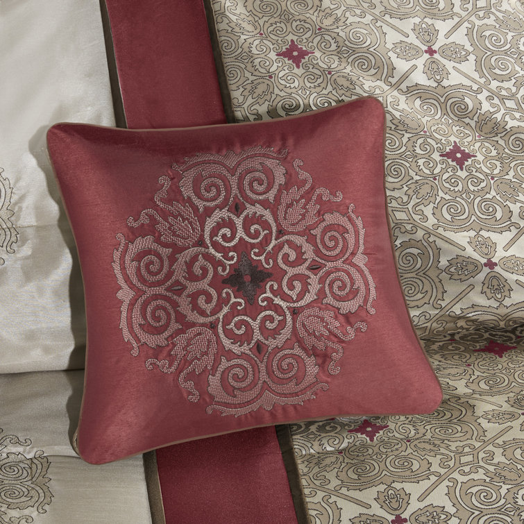 California King Red Jacquard 7-Piece Comforter Set