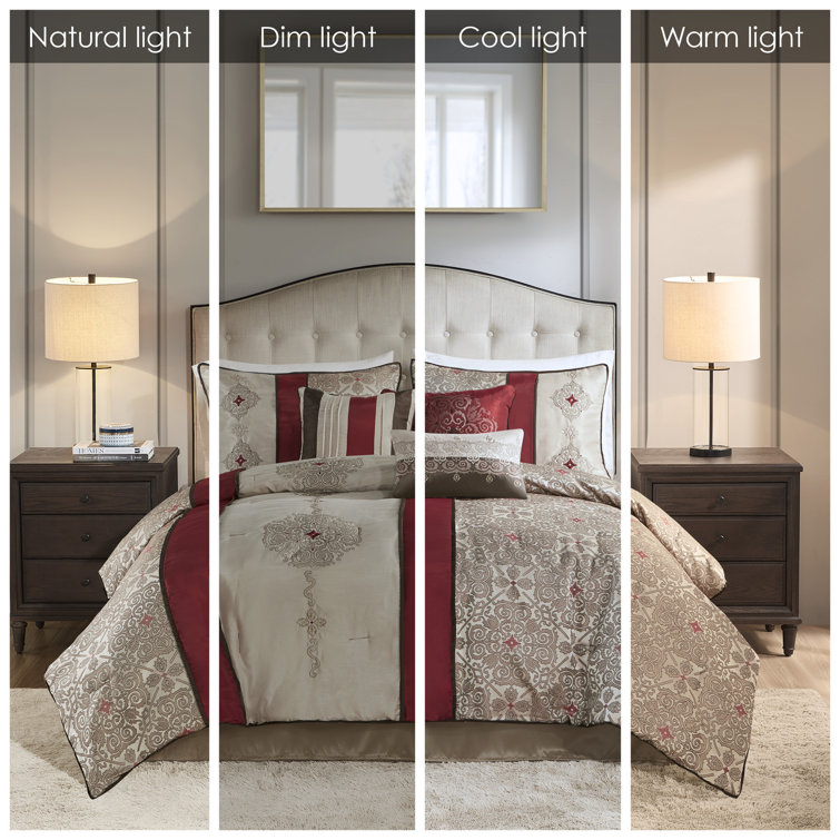 California King Red Jacquard 7-Piece Comforter Set