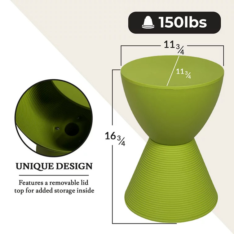 Green Ribbed Round Acrylic End Table