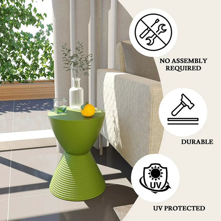 Green Ribbed Round Acrylic End Table