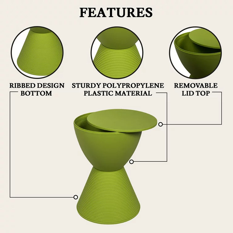 Green Ribbed Round Acrylic End Table