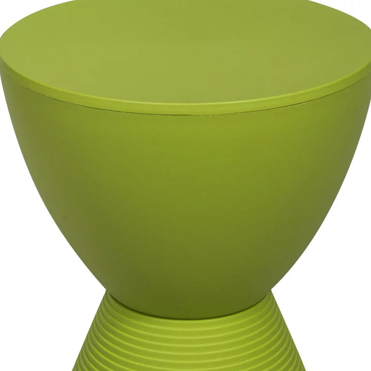 Green Ribbed Round Acrylic End Table