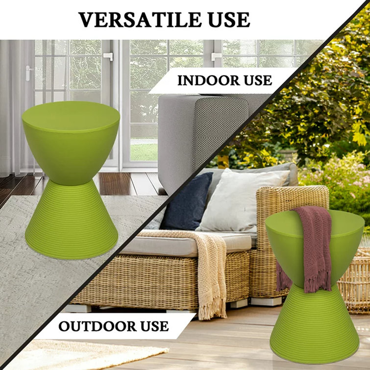 Green Ribbed Round Acrylic End Table