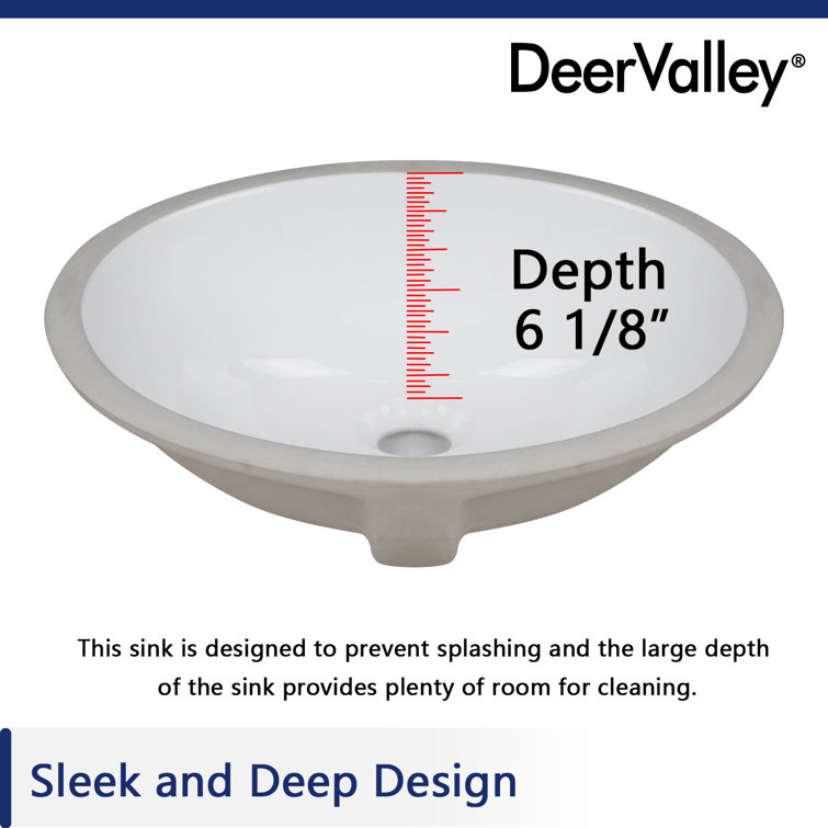 White Ceramic Oval Undermount Bathroom Sink with Overflow