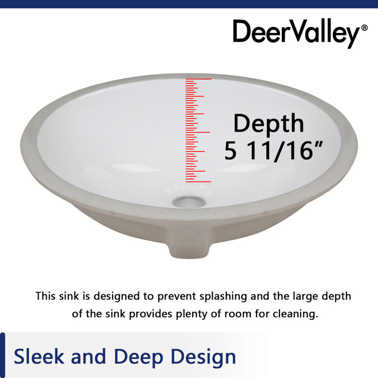16.54" White Ceramic Oval Undermount Bathroom Sink