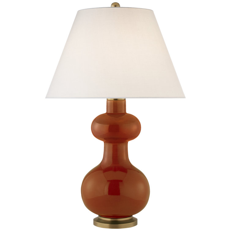 Ivory Ceramic Adjustable Outdoor Table Lamp with Porcelain Shade