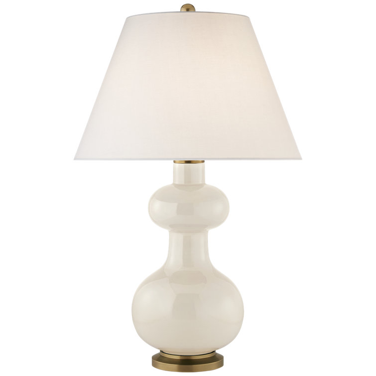 Ivory Ceramic Adjustable Outdoor Table Lamp with Porcelain Shade