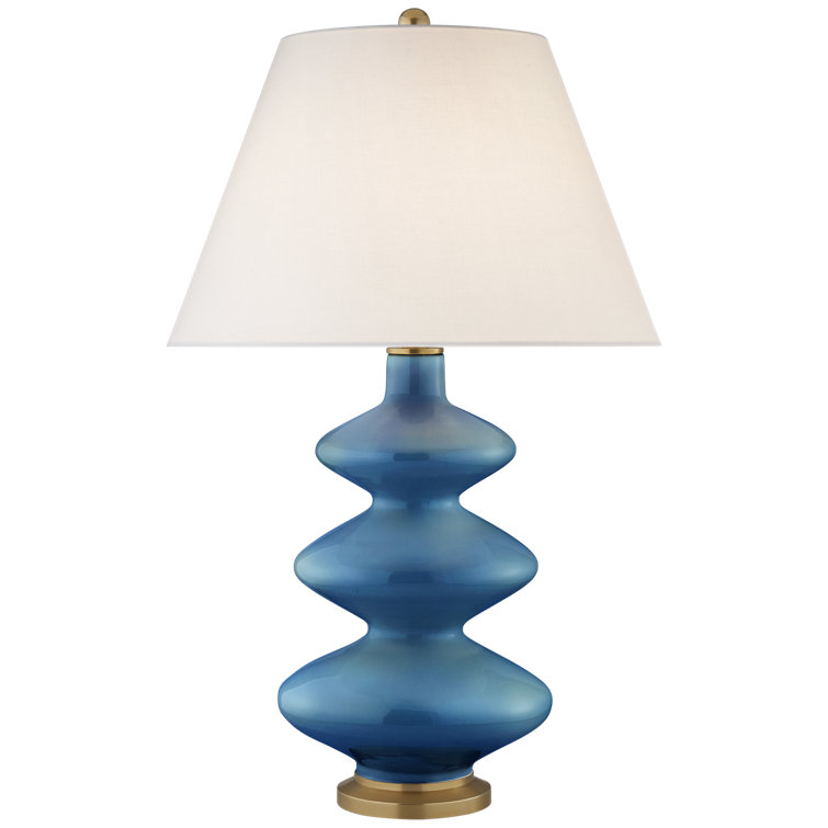 Aqua Crackle Ceramic Adjustable Table Lamp with Tapered Shade