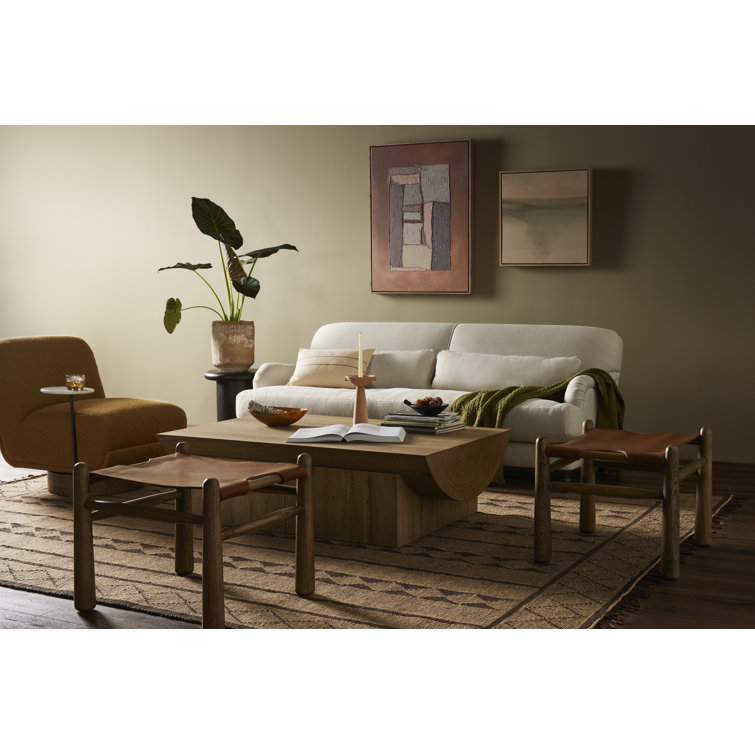 Dakota Tobacco Leather and Toasted Nettlewood Ottoman