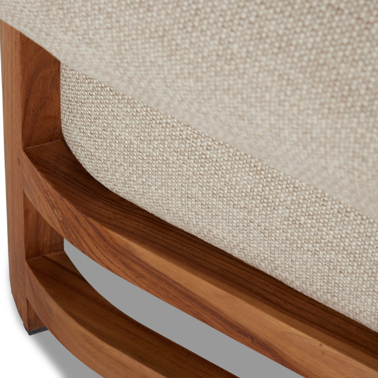 Faye Sand and Teak Outdoor Chaise Lounge with Arms