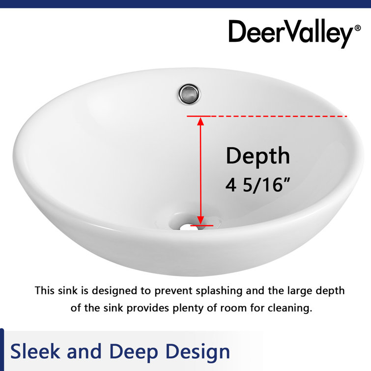 Symmetry 17" Circular White Ceramic Vessel Bathroom Sink