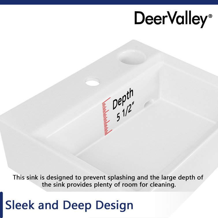 20.5'' White Ceramic Rectangular Vessel Bathroom Sink