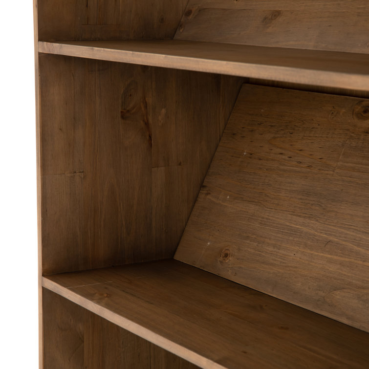 Smoked Pine Solid Wood Standard Bookcase with Ladder