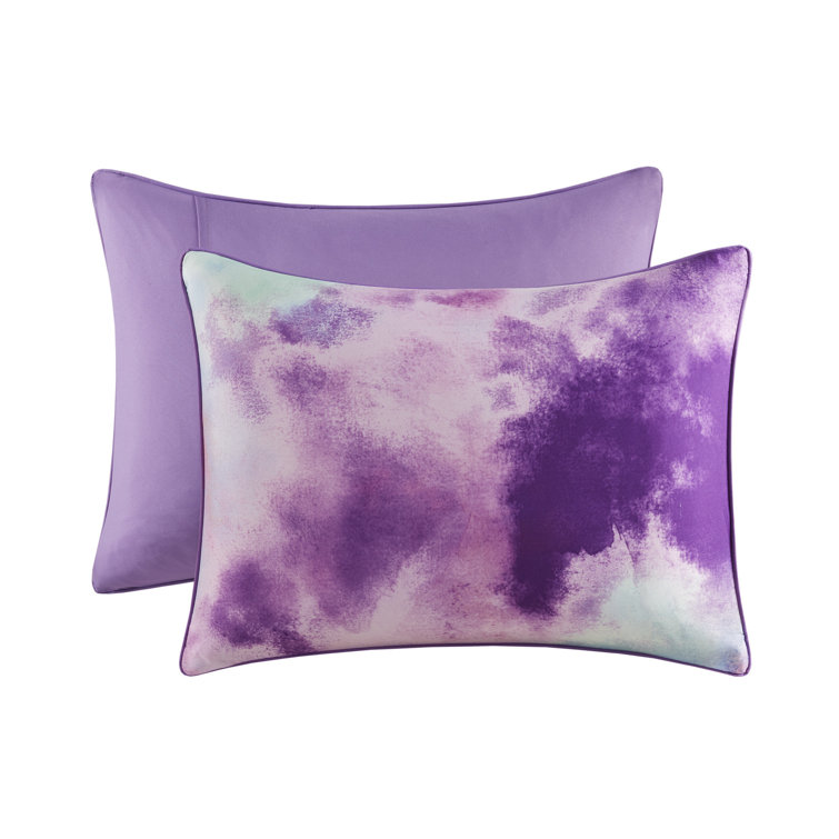 Lavender Full Microfiber Tie Dye Comforter Set with Decorative Pillow