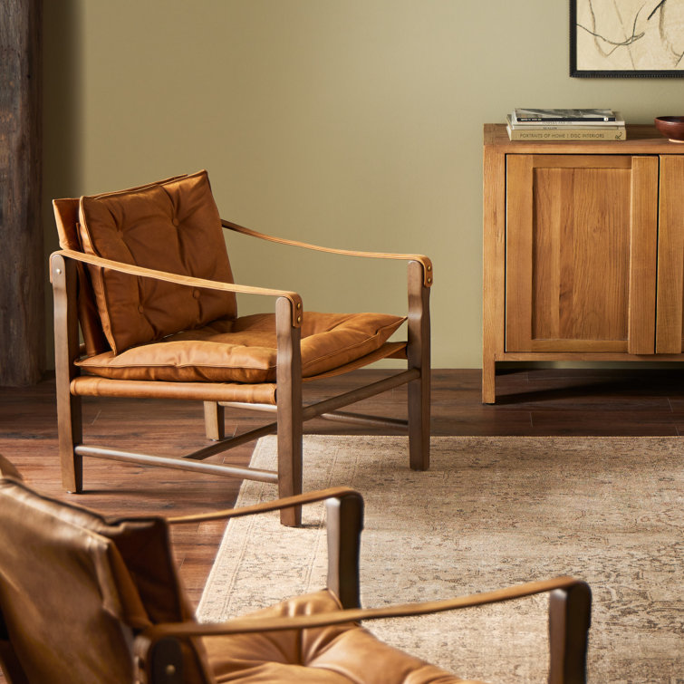 Kennison Cognac Leather Sling Accent Chair