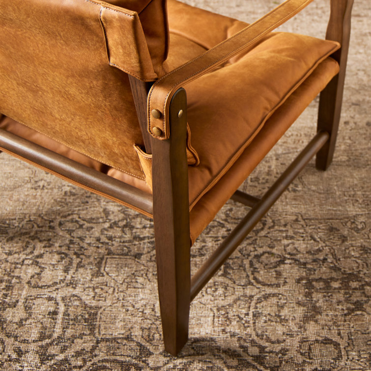 Kennison Cognac Leather Sling Accent Chair