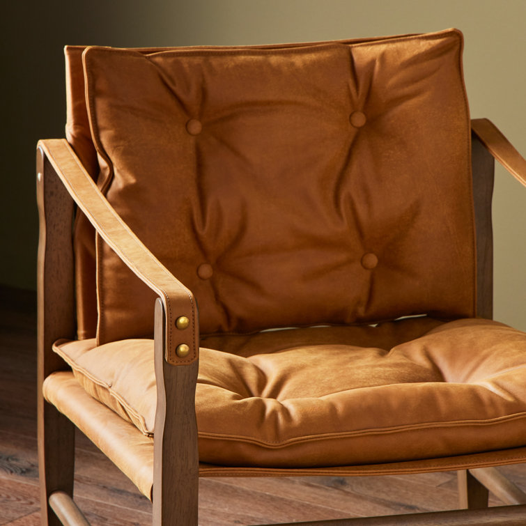 Kennison Cognac Leather Sling Accent Chair
