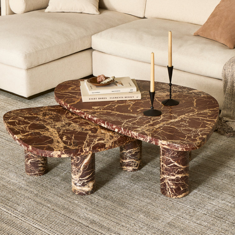 Zion Cream Marble Nesting Coffee Table Set
