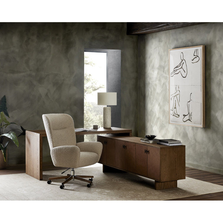 White Textured Ceramic Table Lamp with Linen Shade