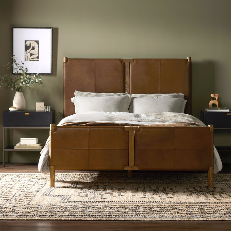 Sunita King Size Heirloom Sienna Leather Upholstered Bed