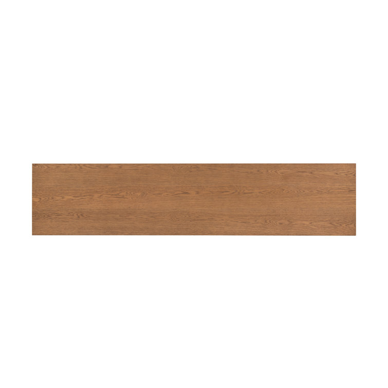 Amber Oak and Cognac Leather Media Console with Cabinet