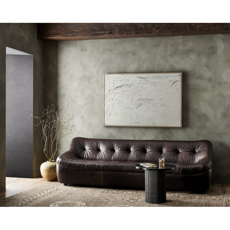 Rustic Brown Round Metal and Glass End Table