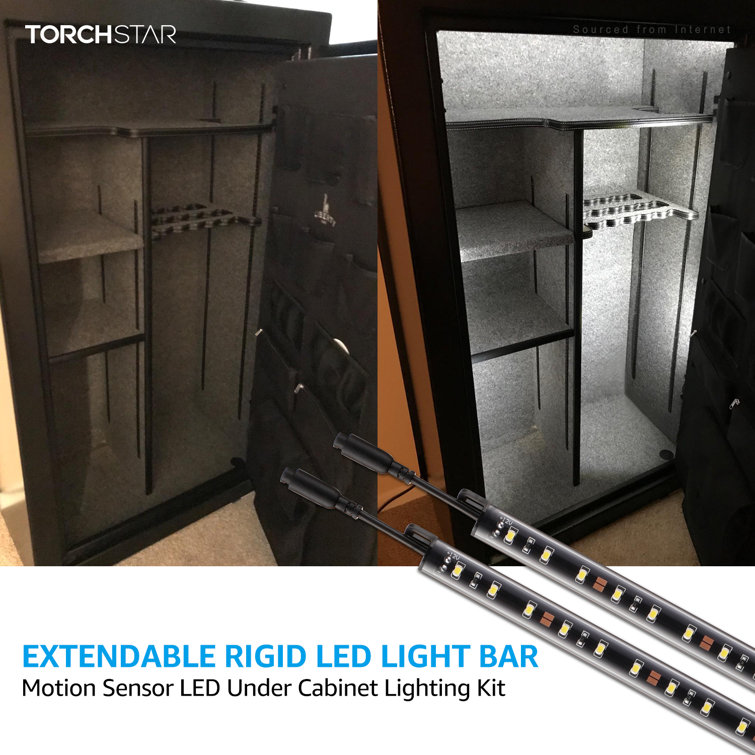 TORCHSTAR F-16116 LED Safe Lighting Kit, 12 Inch Linkable Light Bars (6) + Motion Sensor + UL Power Adapter