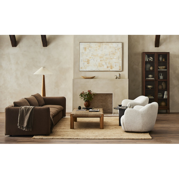 Cameron 88'' Brown Walnut Glass-Paneled Modern Curio Cabinet