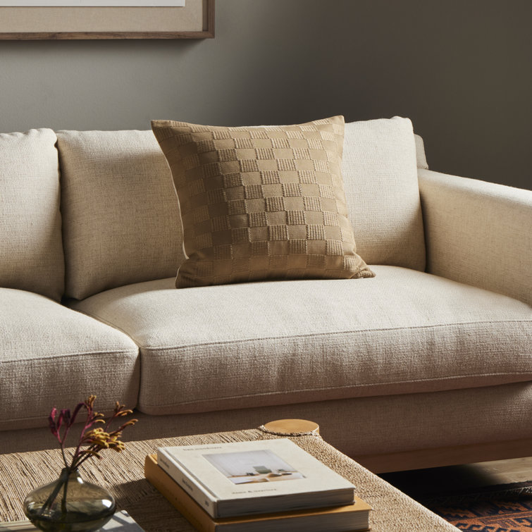 Handwoven Khaki Cotton Checkered Reversible Throw Pillow