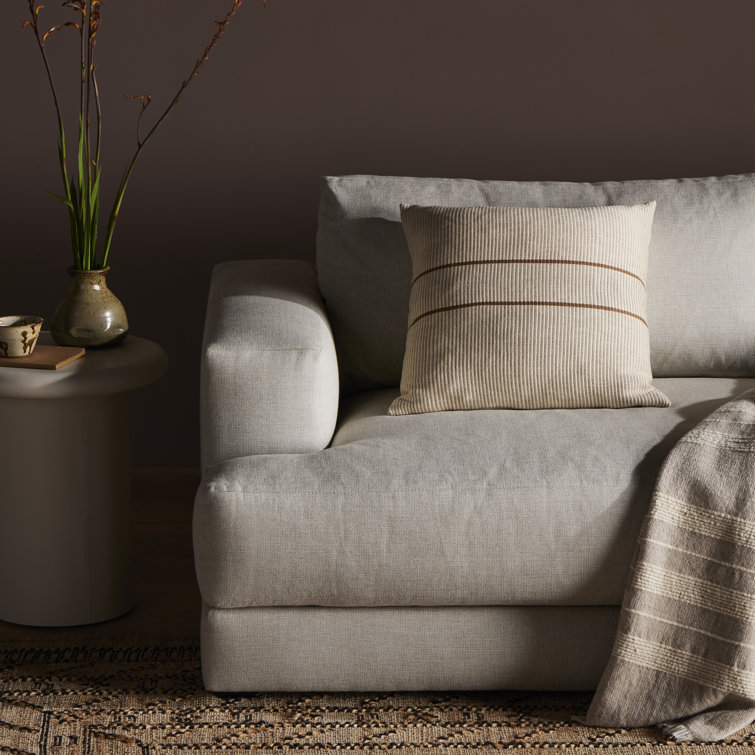 Handwoven Beige and Brown Cotton Square Pillow
