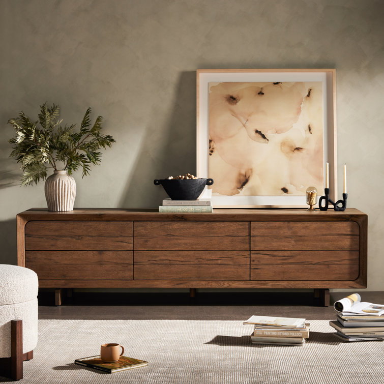 Gray Oak 94" Media Console with Cabinet