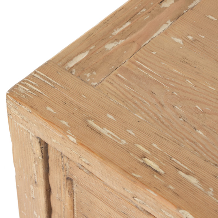 Light Brown Pine Media Console with Cabinet and Drawers
