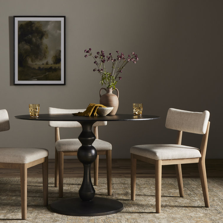 Black Round Pedestal Dining Table for Four