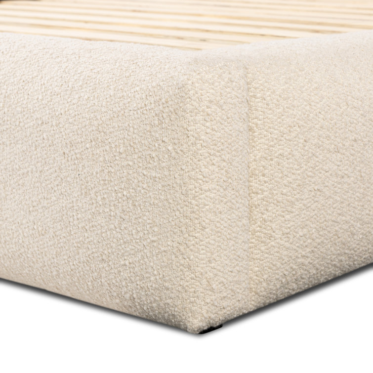 Lisbon Cream King Upholstered Bed with Slats and Headboard