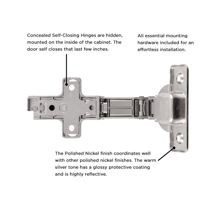 Polished Nickel Concealed Euro Cabinet Hinge Pack