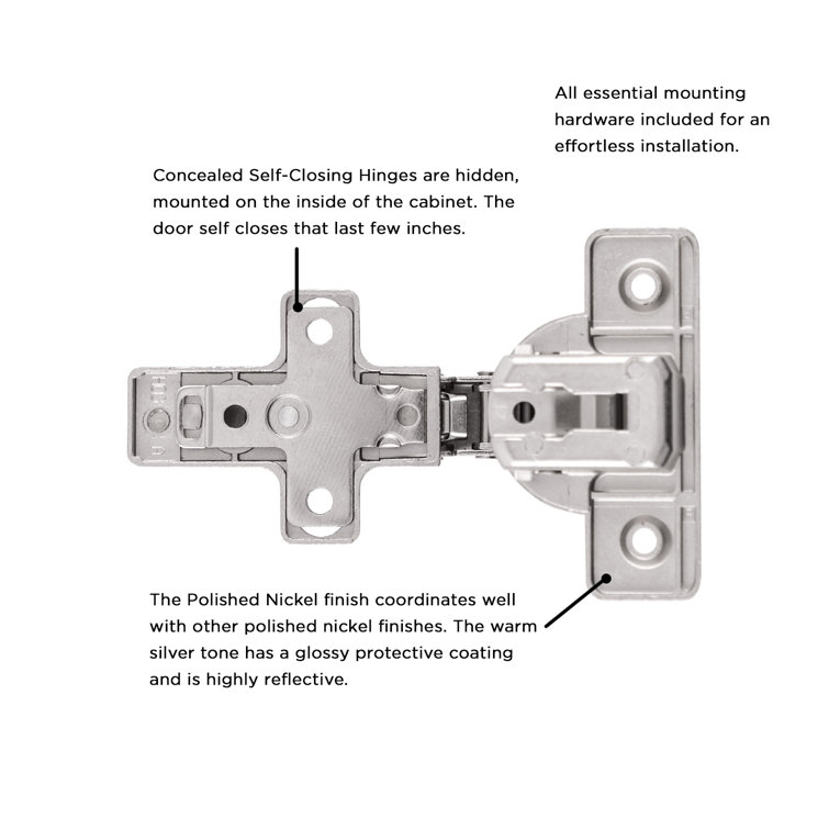 Polished Nickel Frameless Concealed Cabinet Hinge Set
