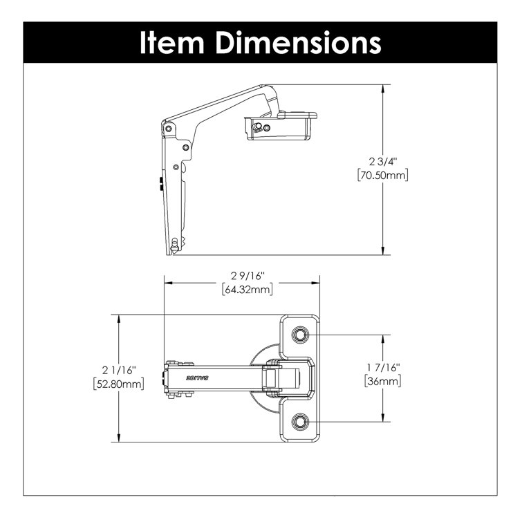 Polished Nickel Frameless Concealed Cabinet Hinge Set