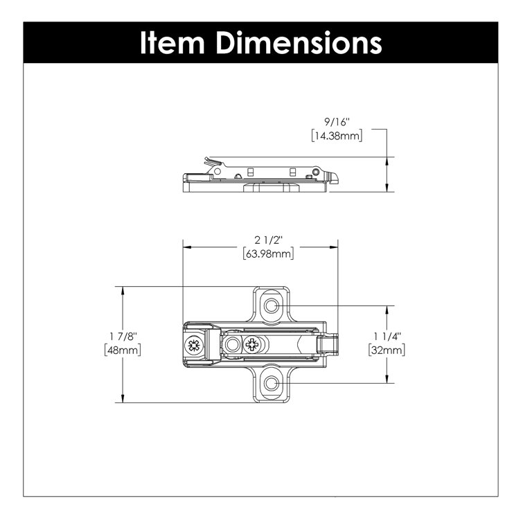 Polished Nickel 110-Degree Frameless Cabinet Hinges