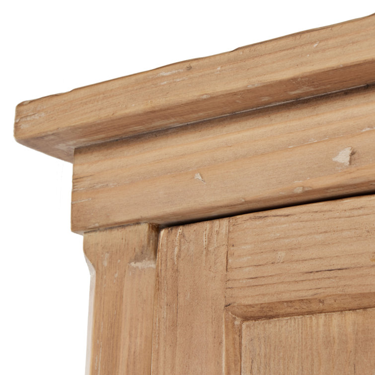Natural Pine 4-Door Double Cabinet with Drawers
